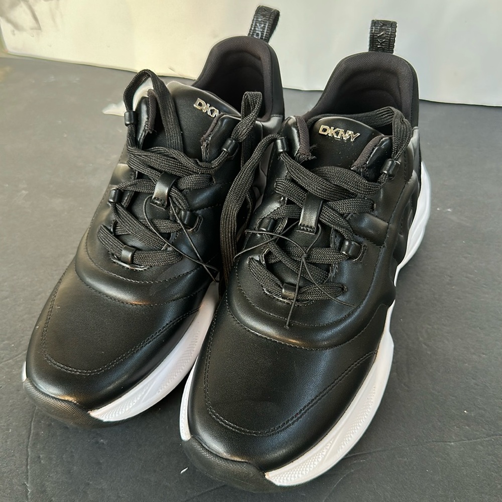 DKNY Black Athletic Sneakers with White Soles